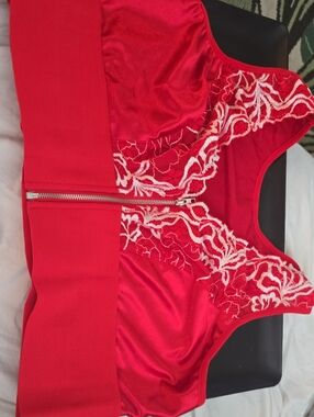Velvet Red Lace Zip-Front Bralette